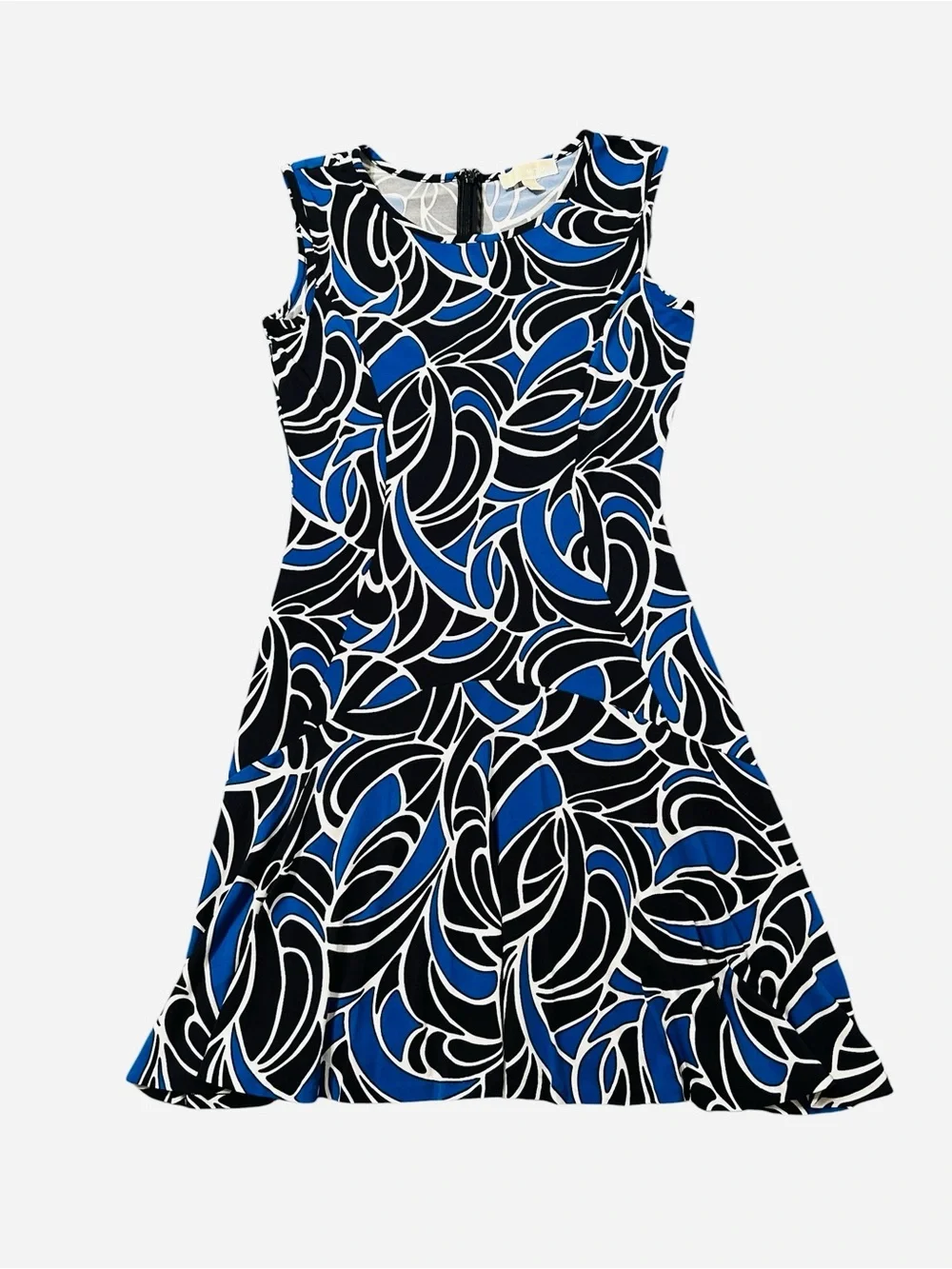 Michael Kors Dress Sleeveless Black Amalfi Blue Abstract Print Stretchy